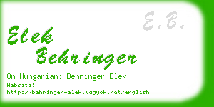 elek behringer business card
